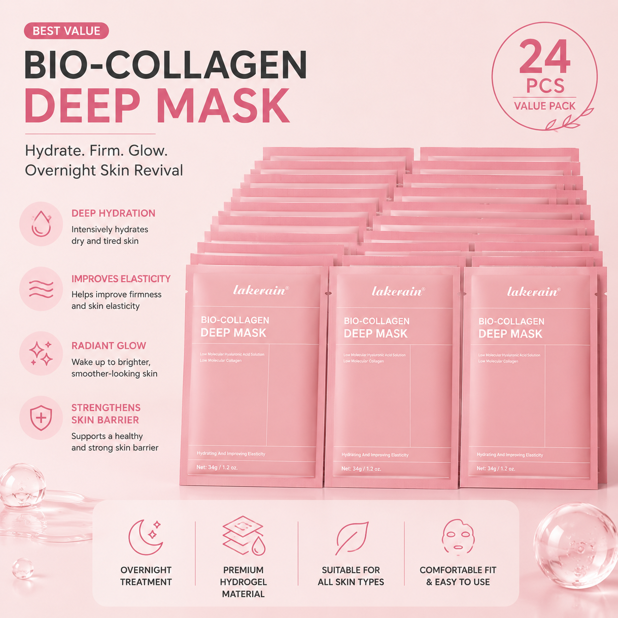 Velora Overnight Bio-Collagen Hydrogel Mask